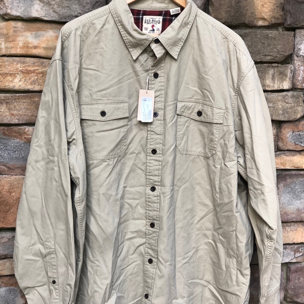 Redhead 2xl twill cotton tan button down